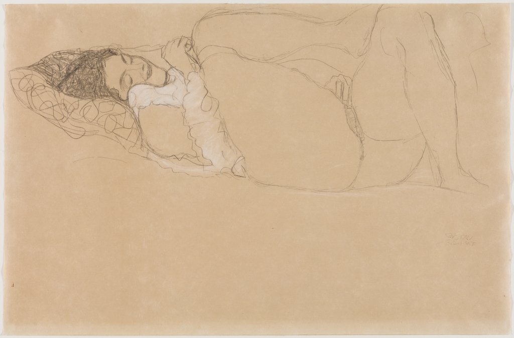 Reclining semi-nude facing left, Gustav Klimt