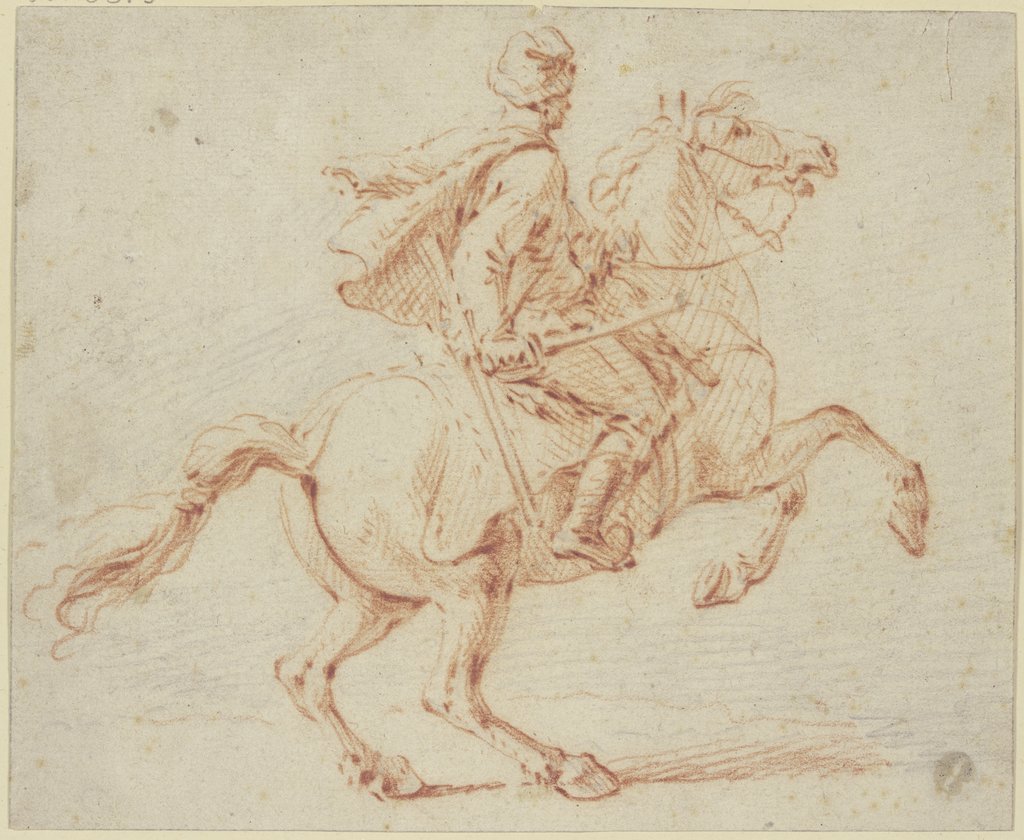 Bewaffneter Reiter nach rechts sprengend, Pieter van Bloemen