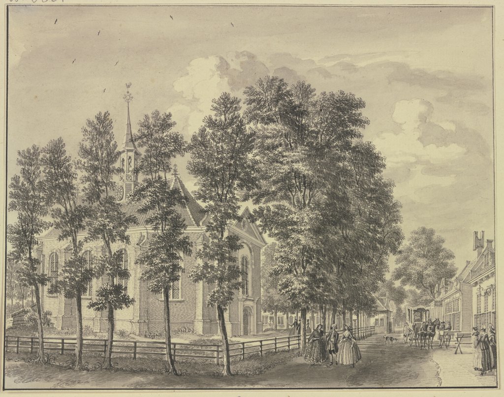 Ansicht der Kirche von Bloemendaal bei Haarlem, Jan de Beijer