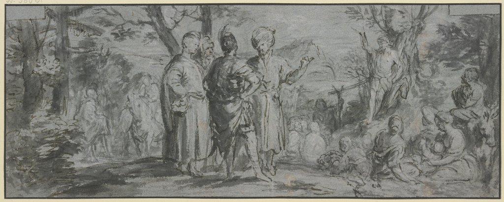 Johannes der Täufer predigt in der Wüste, Leonaert Bramer;   ?