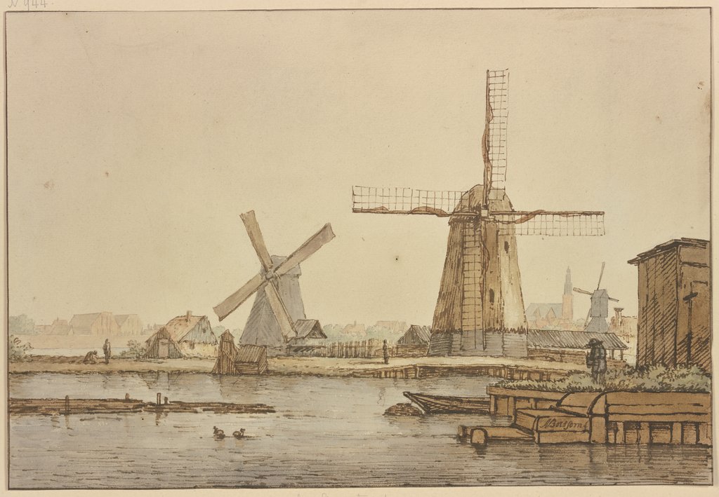 Drei Windmühlen bei Amsterdam, Anthonie van Borssom