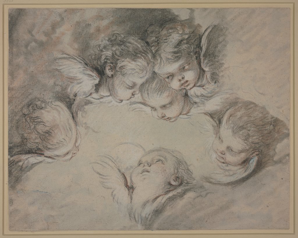 Sechs Engelsköpfe in Wolken, François Boucher