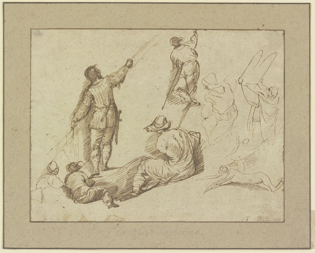 Soldaten, Bettler und Moses, der die Gesetztestafeln in die Höhe hält, Jacopo Bassano;   ?