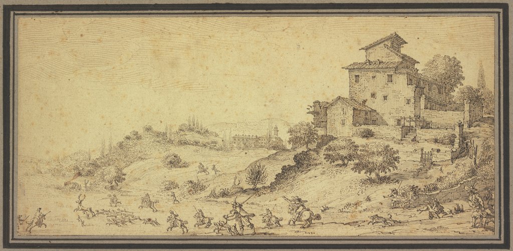 Landscape with stag hunt, Jacques Callot