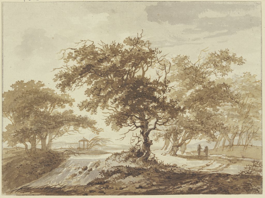Zwischen Baumgruppen ein Wasserfall, Hermanus van Brussel