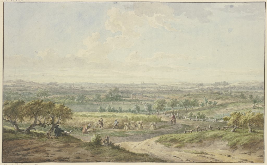 Weite Landschaft mit der Kornernte, Jacobus Buys, after Jan Wijnants
