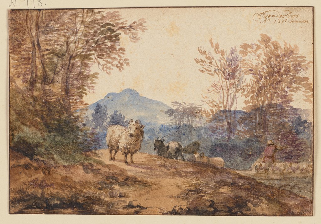 Landschaft mit Schafen und Ziegen, Jacob van der Does d. Ä.