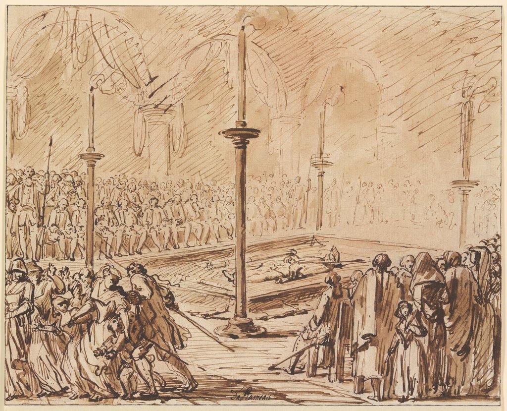 Ausstellung der Leiche eines französischen Revolutionshelden, Louis Jacques Durameau