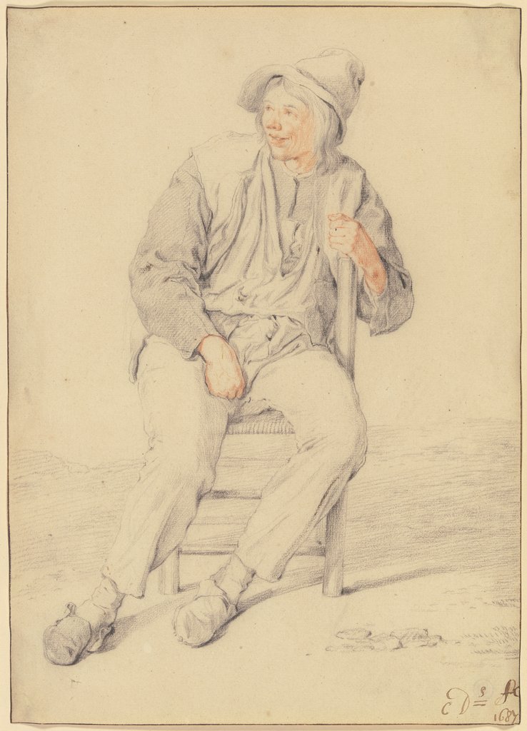 Bauer auf einem Stuhl, nach links gewandt, Cornelis Dusart