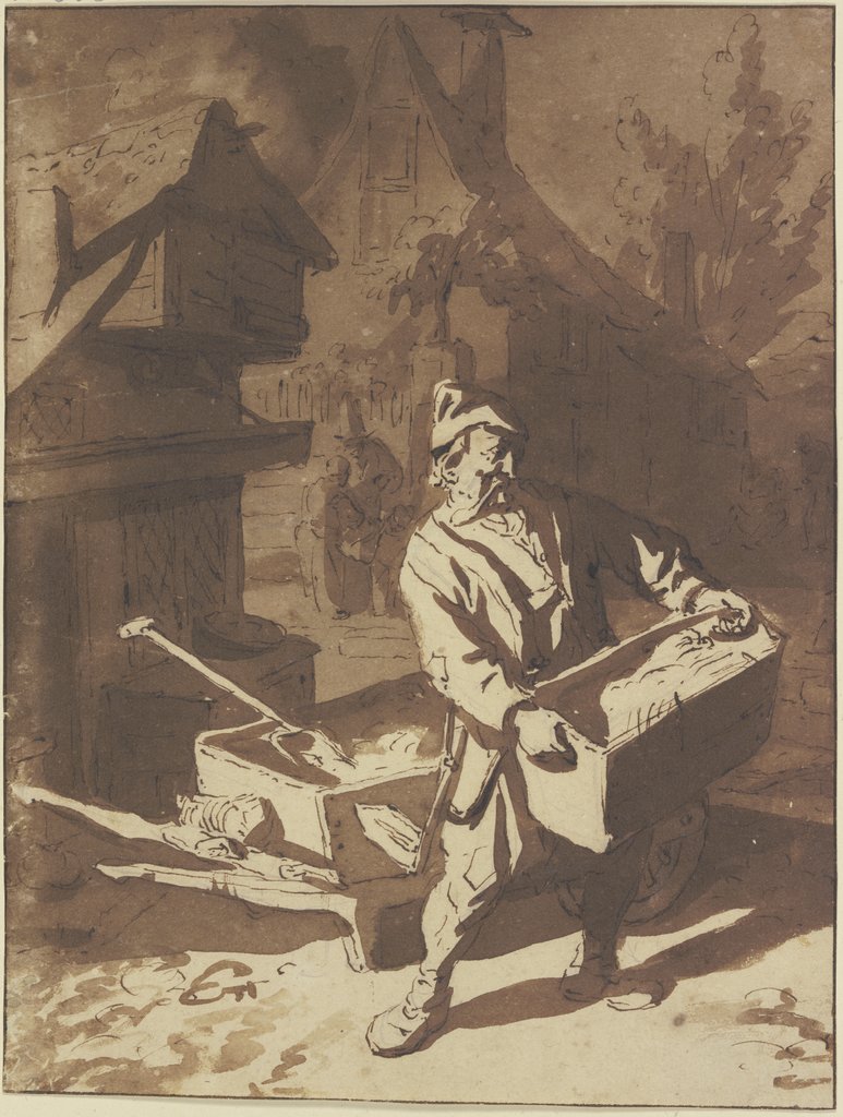 Der Ochsenhändler mit Schubkarren und Mulde, Cornelis Dusart