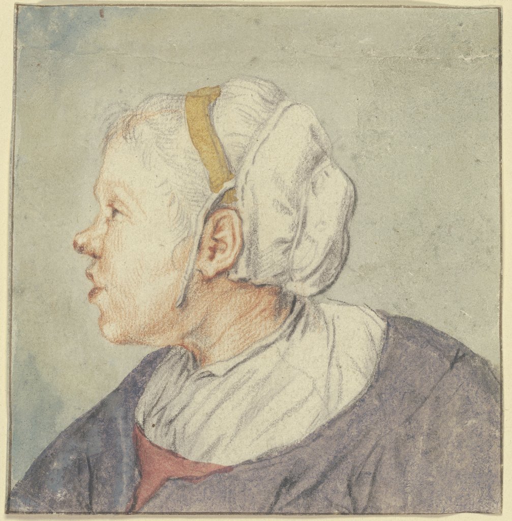 Frauenkopf mit einer kleinen Haube, Cornelis Dusart