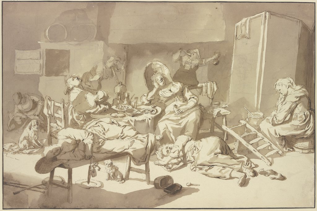 Eine Gesellschaft betrunkener Frauen, Cornelis Dusart