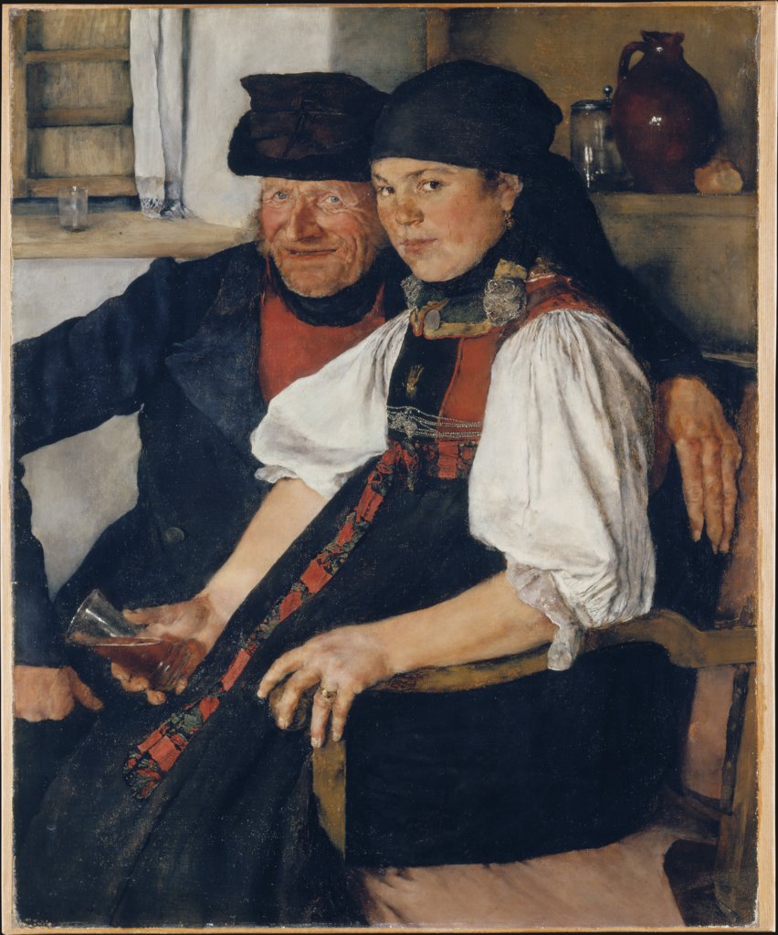 Älterer Bauer und junges Mädchen; Das ungleiche Paar, Wilhelm Leibl