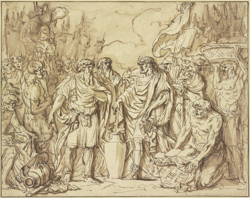 Abraham und Melchisedek opfern Brot und Wein zum Dank für die Besiegung der fünf Könige, Etienne-Pierre-Adrien Gois