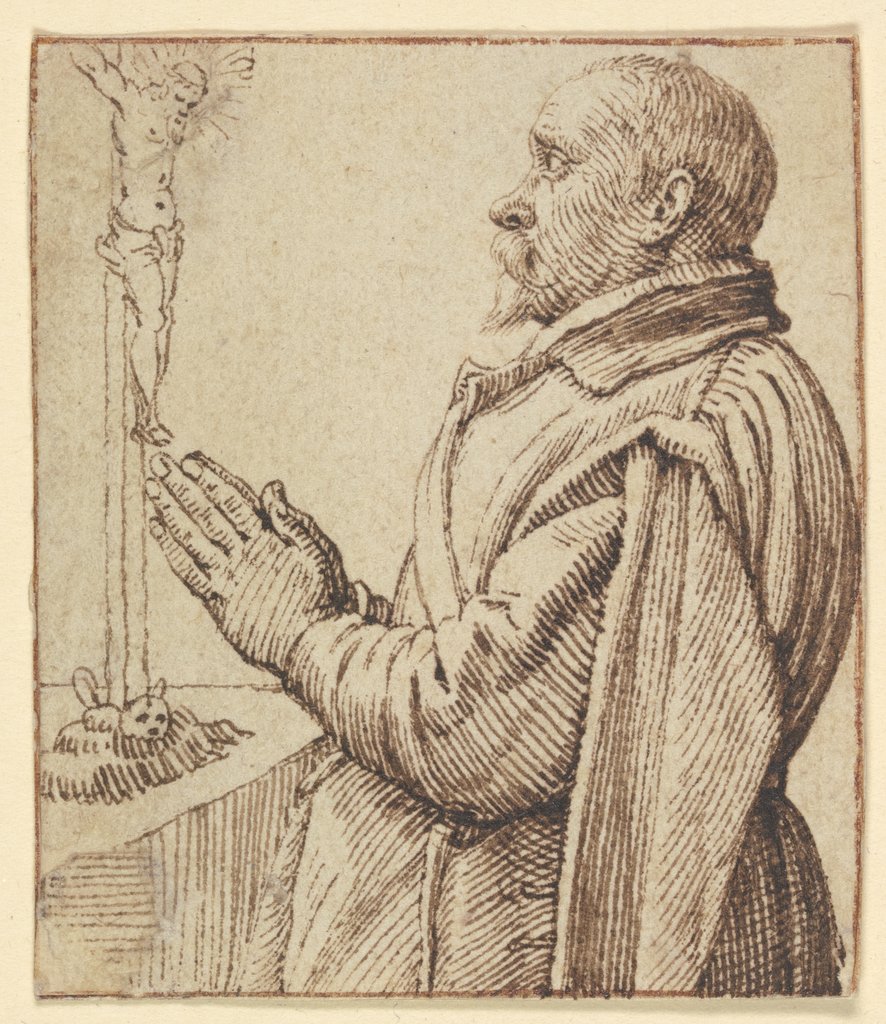 Betender Kavalier vor einem Kruzifix, Jacques de Gheyn II