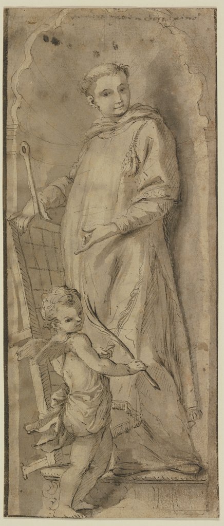 Der Heilige Laurentius mit einem Engel in einer Nische, Ludovico Carracci;   ?