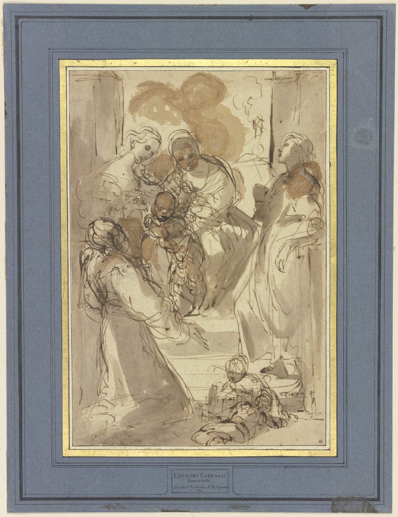 Madonna mit Kind und den Heiligen Katharina, Johannes der Evangelist und Franziskus, Ludovico Carracci