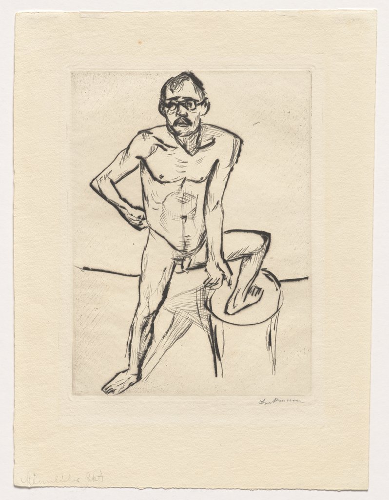 Stehender männlicher Akt mit Brille, Max Beckmann