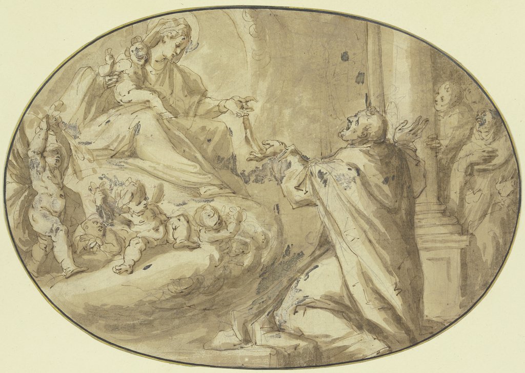 Maria übergibt dem Apostel Thomas ihren Gürtel, Agostino Carracci;   ?
