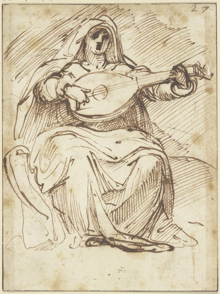 Female lute player, Agostino Carracci