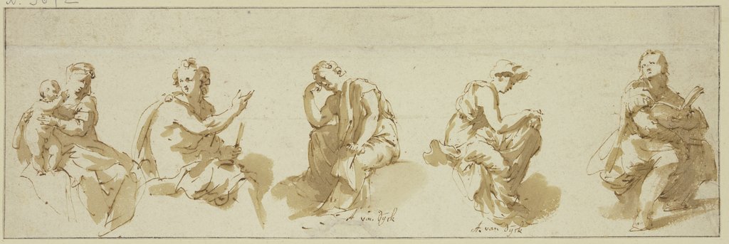 Fünf sitzende allegorische Figuren, Jan de Bisschop