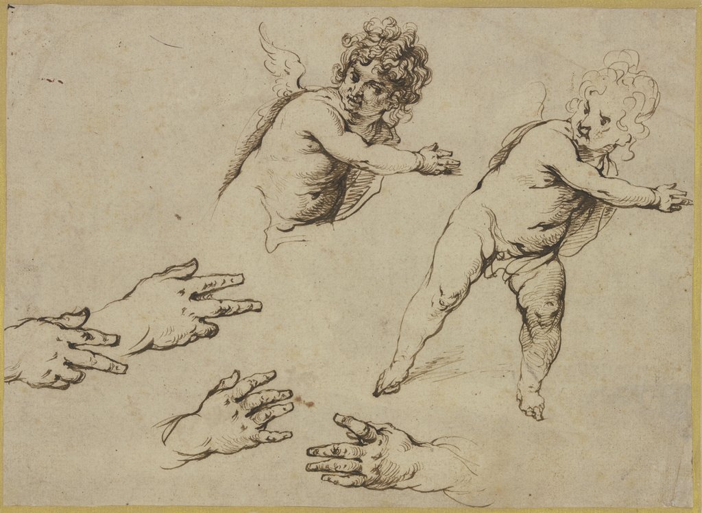 Studienblatt: Zwei Engel und vier Hände, Anthony van Dyck;   ?