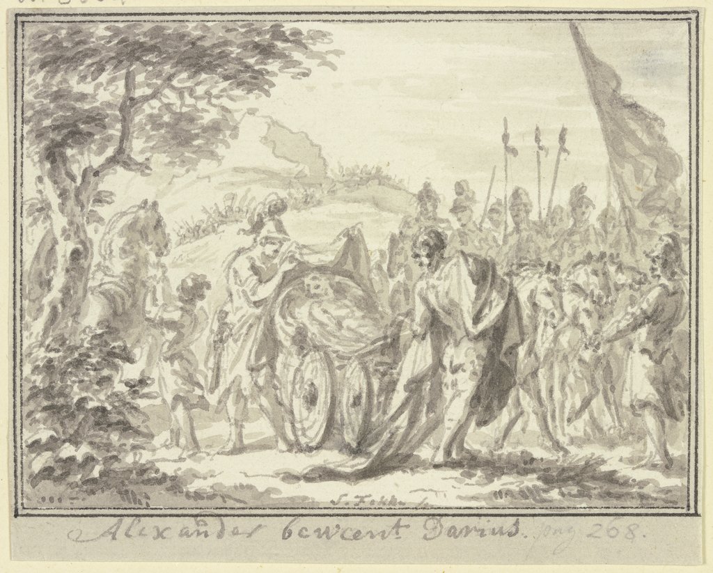 Alexander weeping for Darius, Simon Fokke