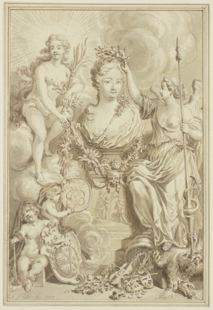 Allegorisches Bildnis der Dorothea Emerentia von Canitz, geborene von Arnim, Simon Fokke