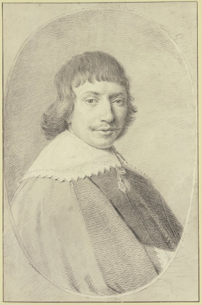 Junger Mann mit Schnurrbart und umgelegtem gesticktem Kragen nach rechts, Jan Anthonisz. van Ravesteyn