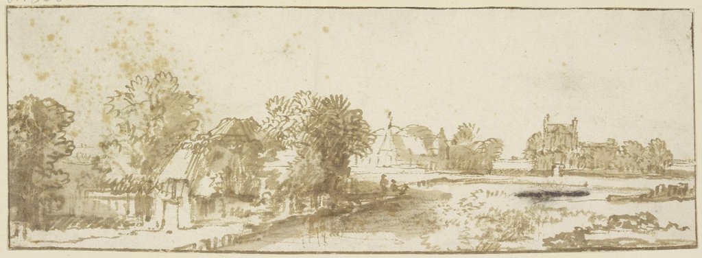 Landscape with village, Philips Koninck;   attributed