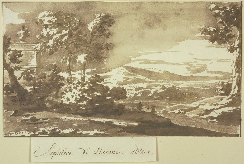 Landschaft mit dem Grabmal des Publio Vibio Mariano, landläufig bekannt als die Tomba di Nerone, Jacob van der Ulft