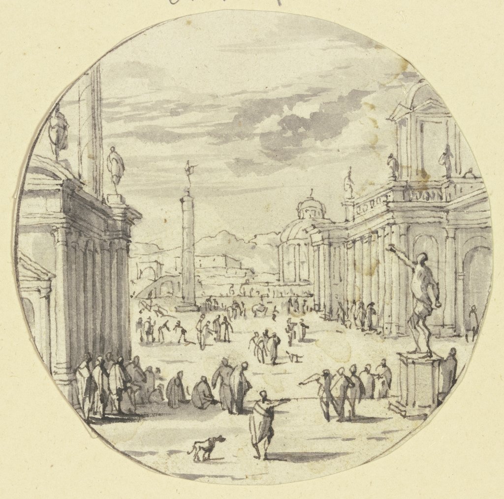 Großer Platz mit Prachtgebäuden und einem Obelisken, Jacob van der Ulft
