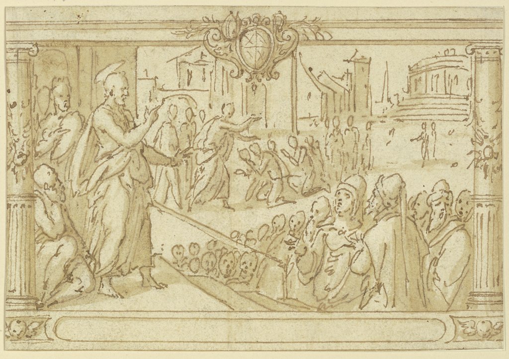 Paulus predigt zu Athen, Niederländisch, 16. Jahrhundert;   ?