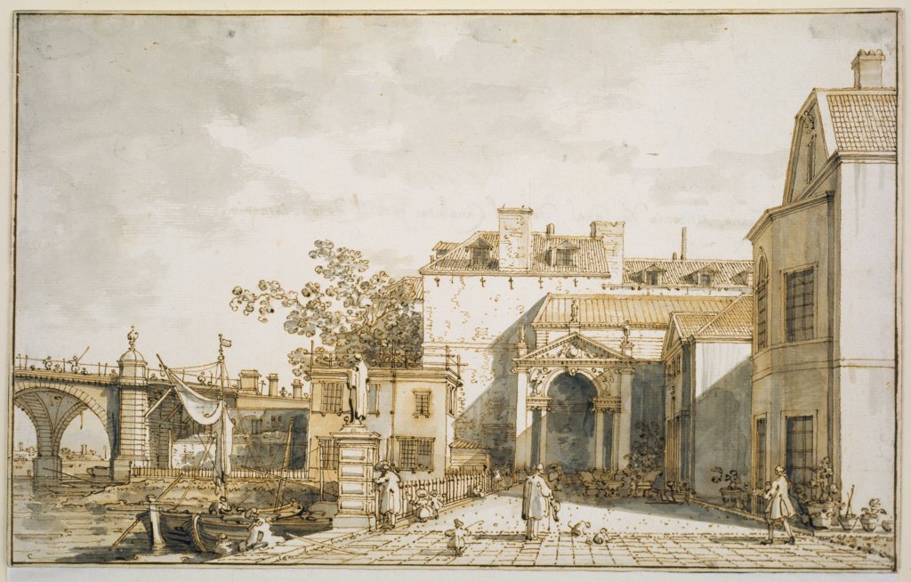 Capriccio mit Reminiszenzen an Westminster Bridge und Richmond House, Canaletto (Giovanni Antonio Canal)