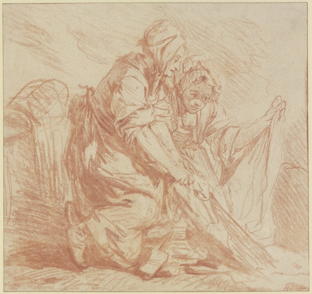Two washerwomen, Jean-Baptiste Greuze