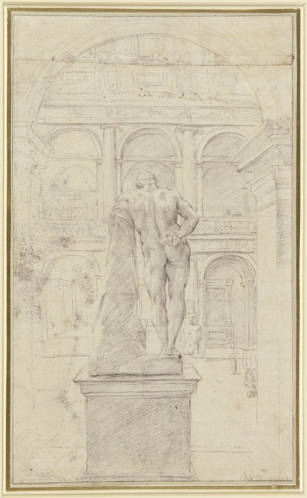 Rückenansicht des Herkules Farnese im Hof des Palazzo Farnese in Rom, Annibale Carracci