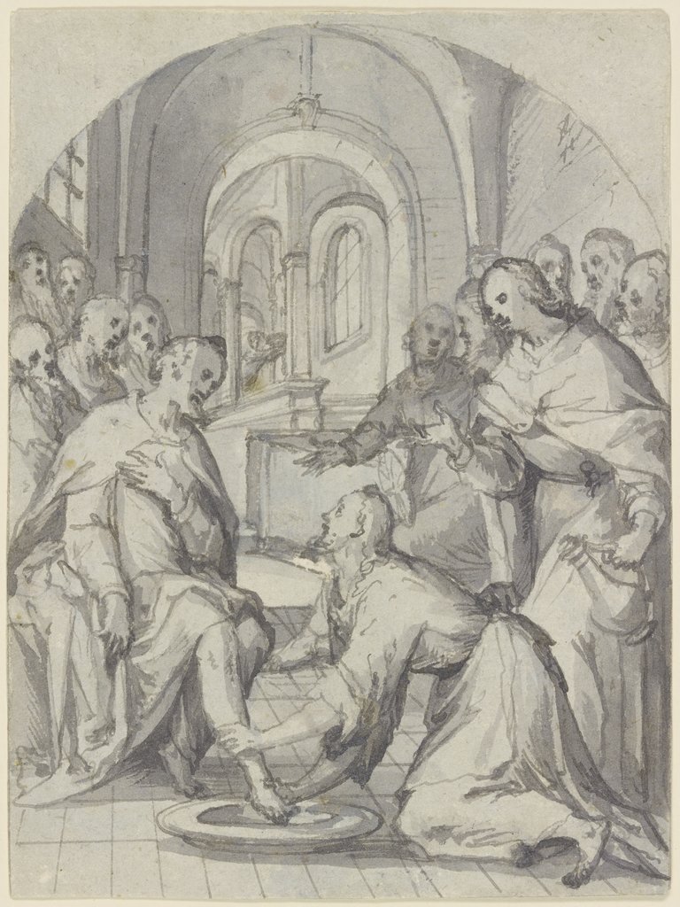 The footwashing, Netherlandish, 17th century;   ?