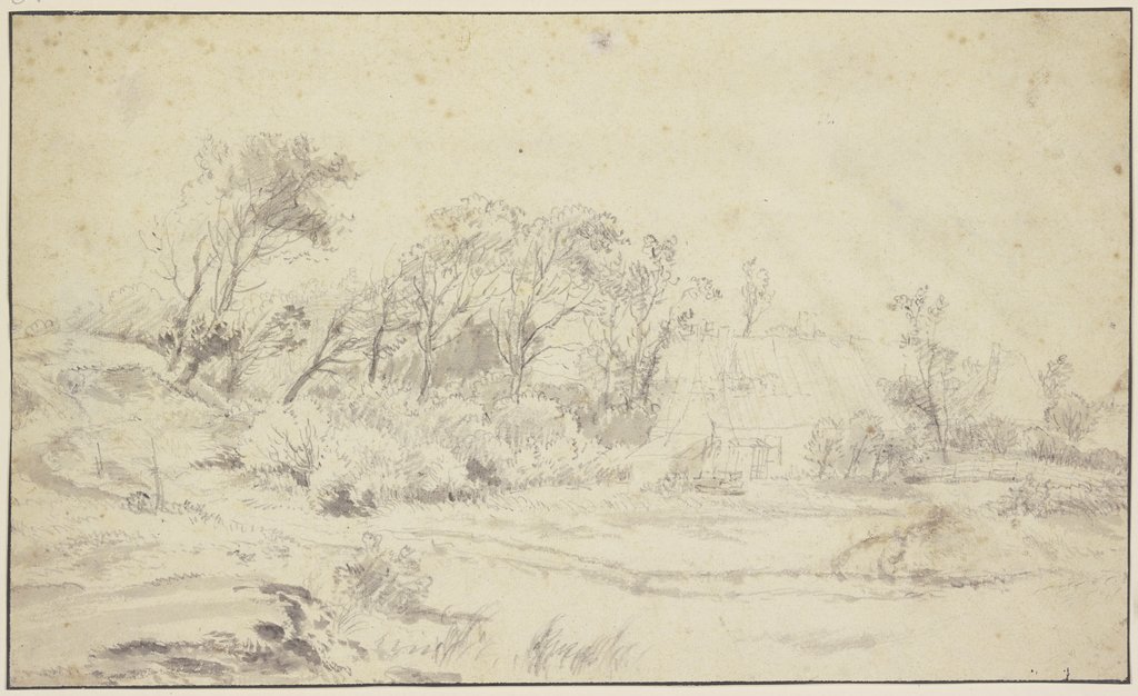 Hütten zwischen Bäumen, Niederländisch, 17. Jahrhundert