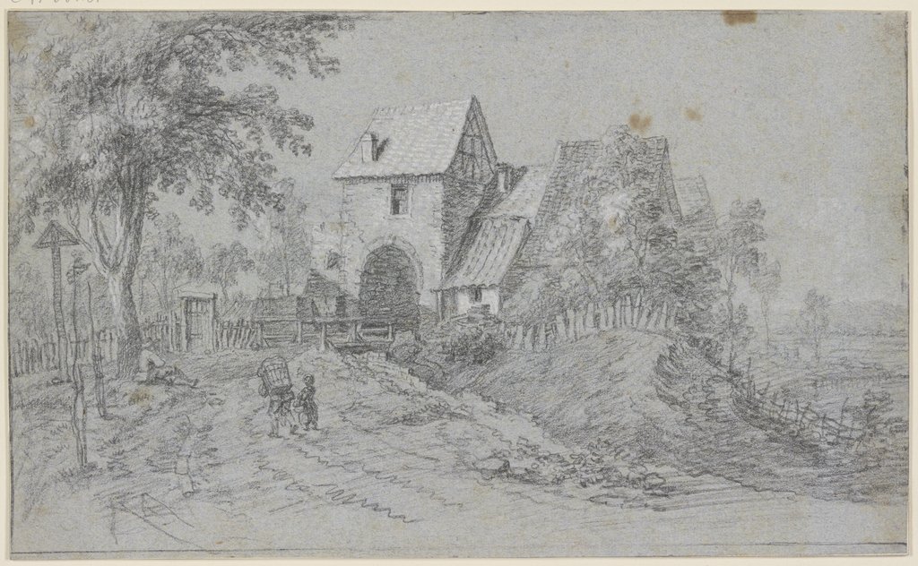 Gehöft, altes Tor mit Brücke, Netherlandish, 17th century