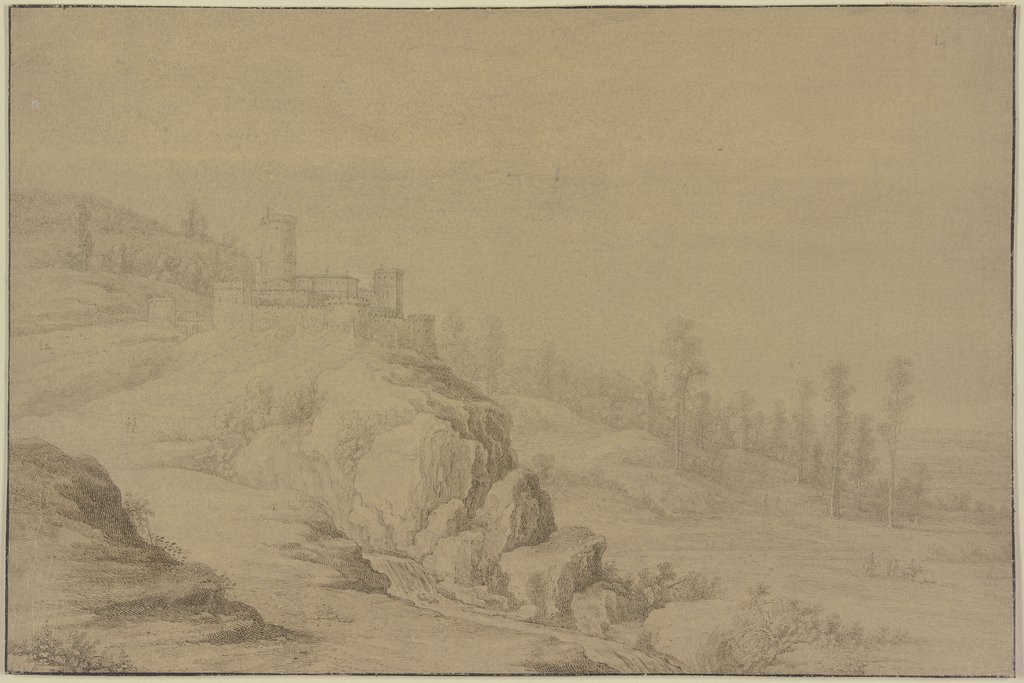Schloss an einem Gebirgshang, Netherlandish, 17th century