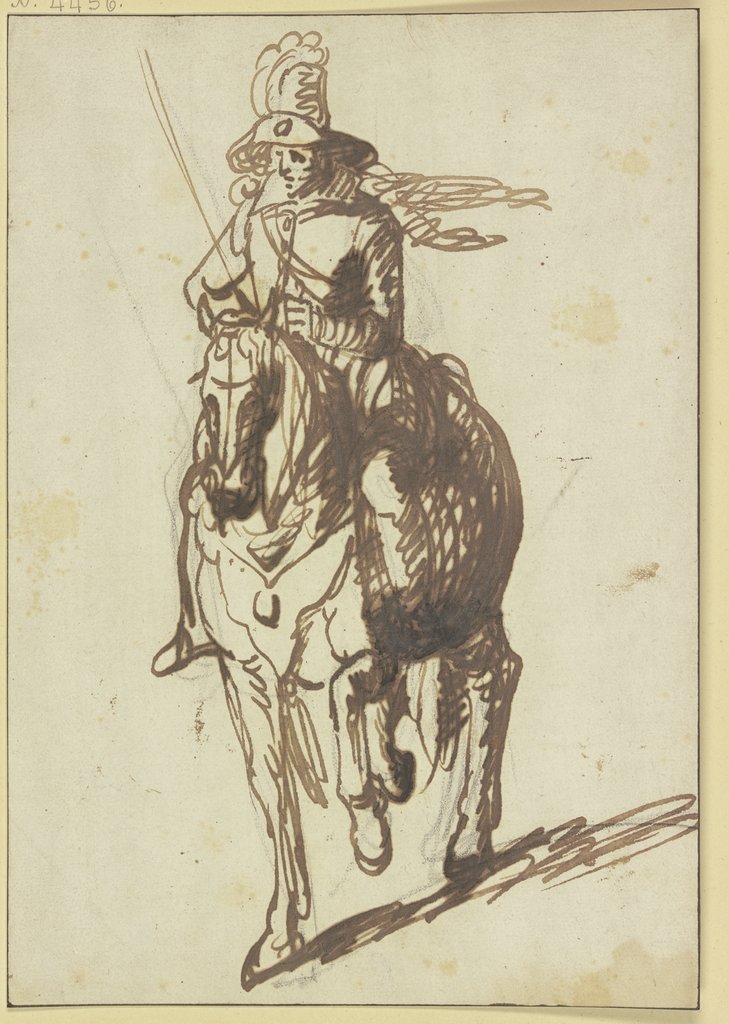 Ein Reiter von vorne gesehen, etwas nach links, Hendrik Goudt;   ?