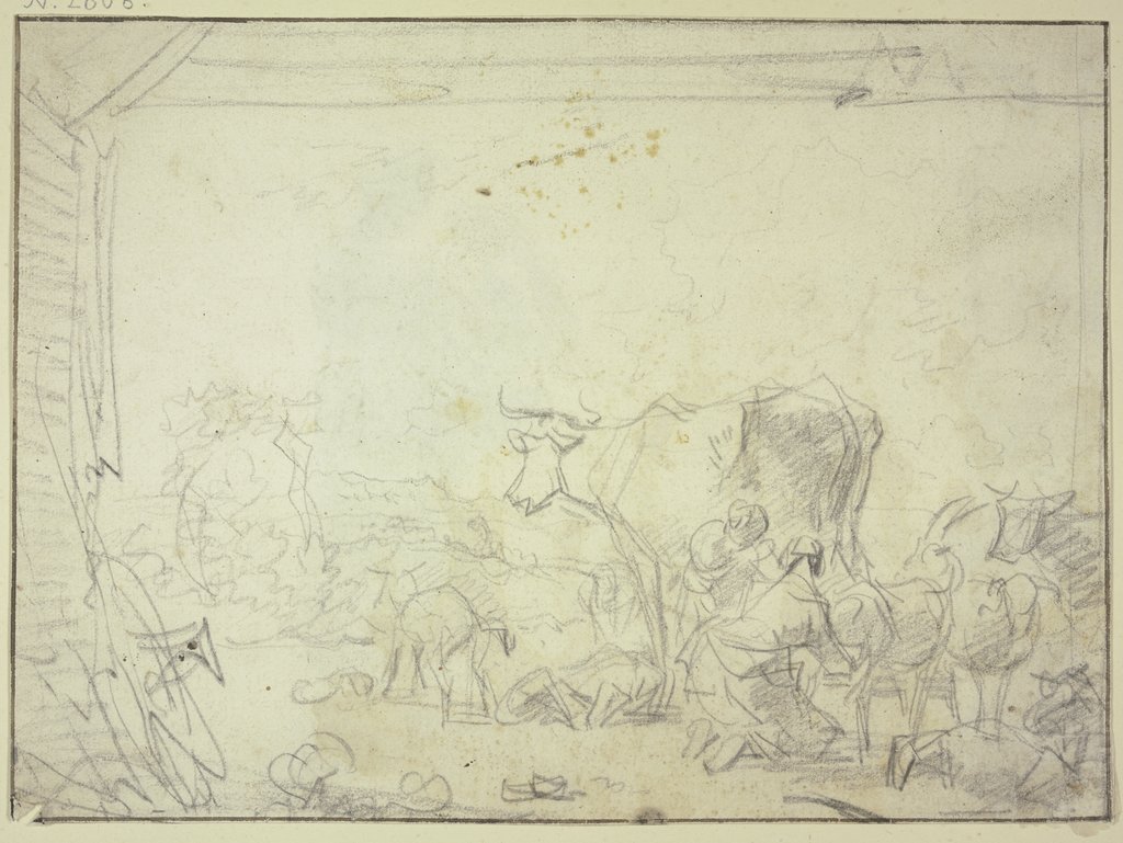 Zwei Frauen mit Melken von Schafen und einer Kuh beschäftigt, Adriaen van de Velde