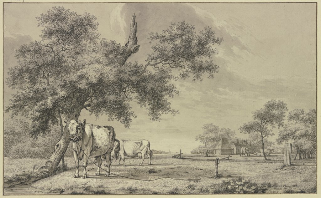 Landscape with Tethered Bull, Bernhard Heinrich Thier