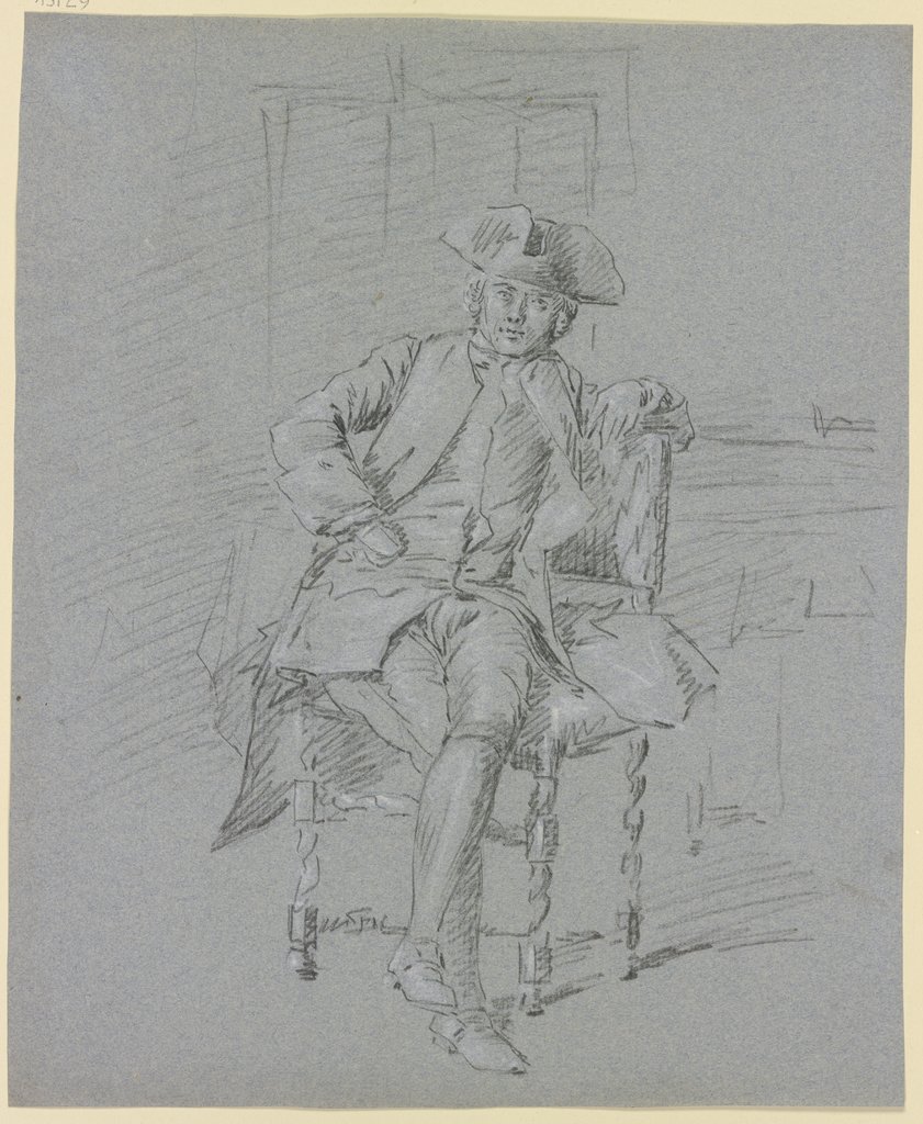 A sitting cavalier, Cornelis Troost