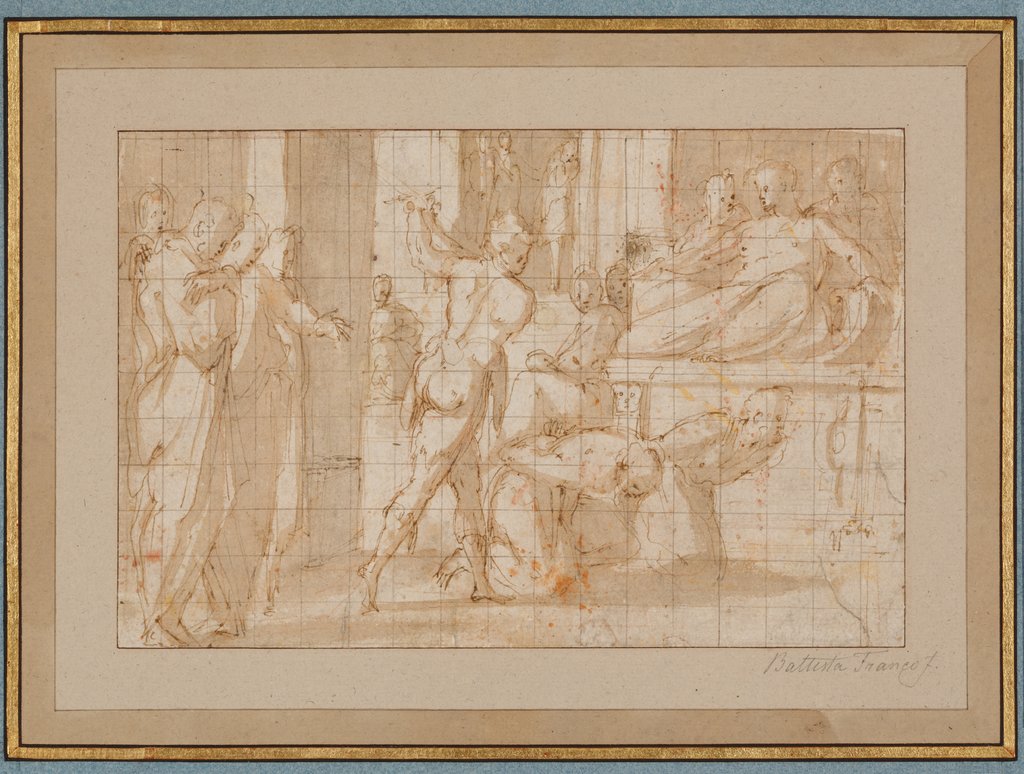 Martyrium der Heiligen Cosmas und Damian auf Geheiß Kaiser Diokletians durch das Schwert, Giorgio Vasari