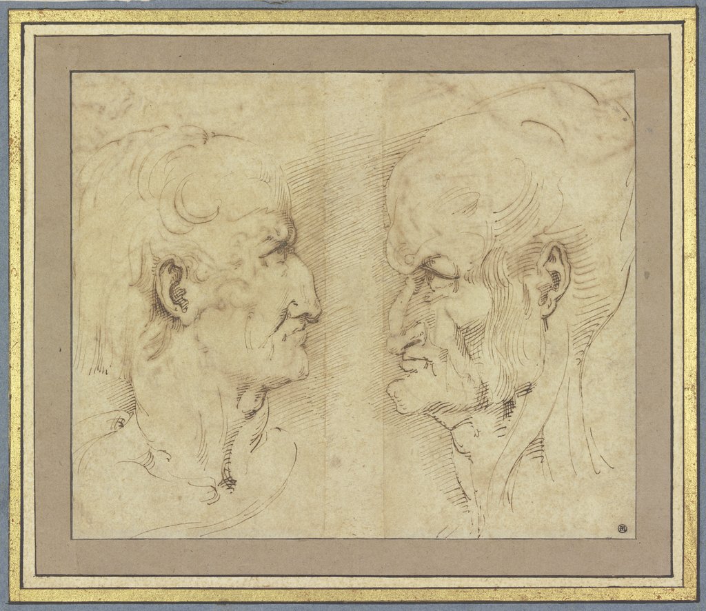Ein alter Mann und eine alte Frau im Profil, Francesco Salviati;   ?, Oberitalienisch, 16. Jahrhundert