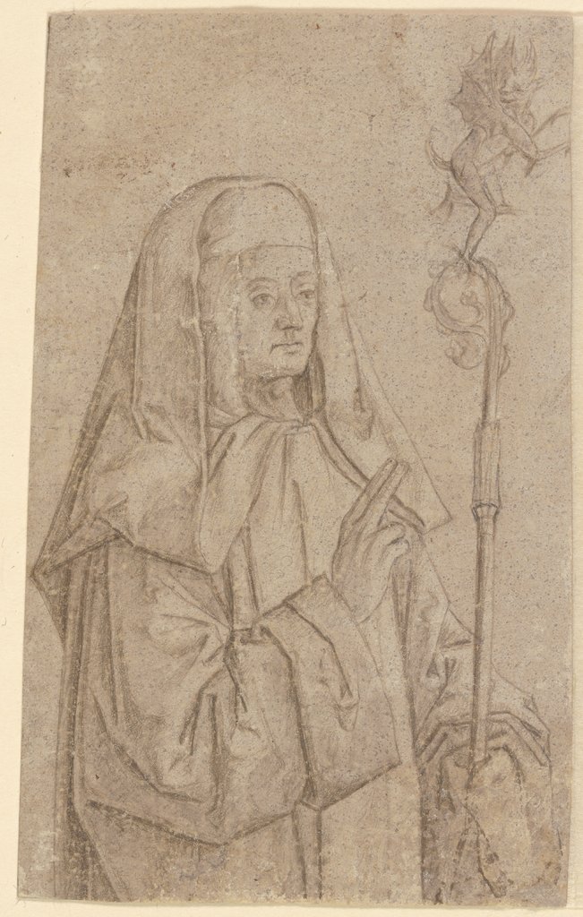 Äbtissin mit einem Dämon auf ihrem Krummstab, Netherlandish, 15th century