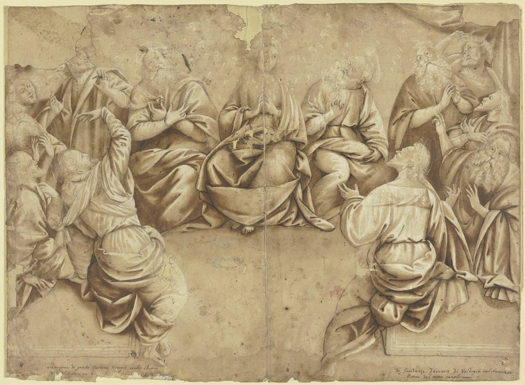 Die Ausgießung des Heiligen Geistes, Unbekannt, 16. Jahrhundert, nach Bernardino Lanino, Gaudenzio Ferrari;  Umkreis ?