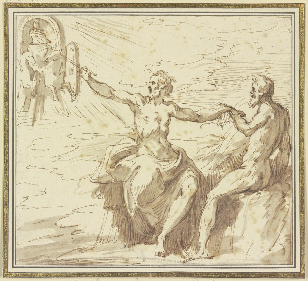 Prometheus holt das Feuer vom Sonnenwagen und belebt den Menschen, Paolo Farinati;   ?