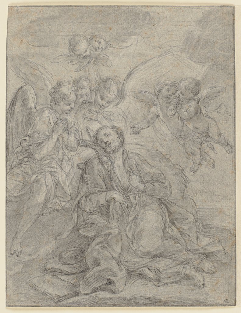 Sterbender Heiliger Franz Xaver von Engeln umgeben, François Perrier;   ?